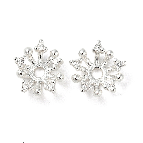 Brass Micro Pave Clear Cubic Zirconia Bead Caps
