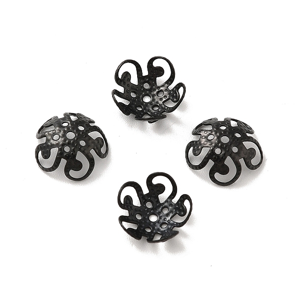 

PandaHall 304 Stainless Steel Bead Caps, Flower, 5-Petal, Electrophoresis Black, 10x10.5x4mm, Hole: 0.6mm 304 Stainless Steel