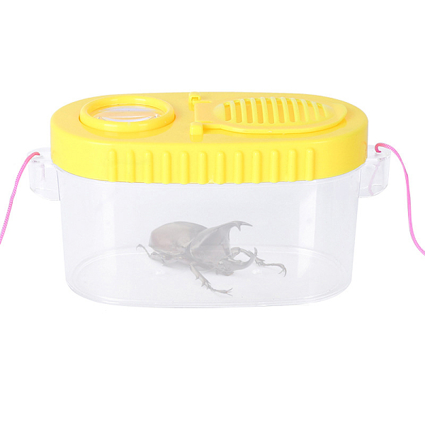 PandaHall Portable ABS Plastic Insect Viewer Box Magnifier, with Acrylic Optical Lens, Yellow, Magnification: 8X, 15x7.2x8cm Plastic Yellow