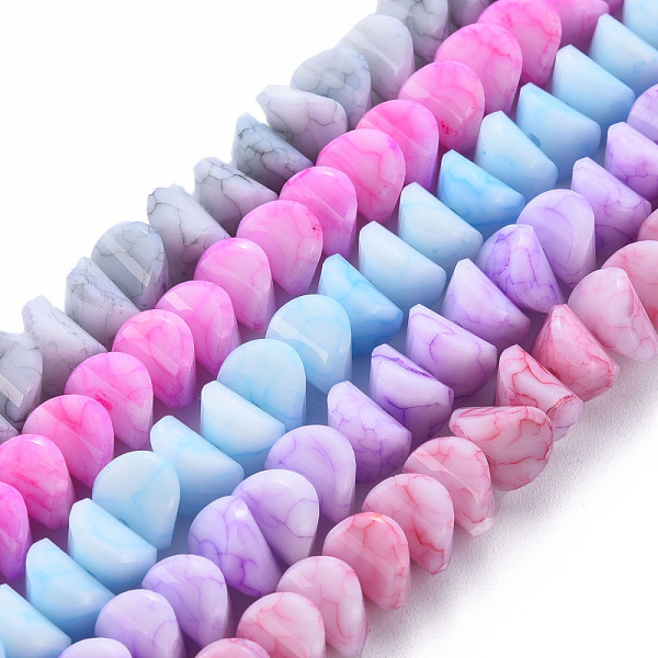 

PandaHall Opaque Baking Painted Crackle Glass Beads Strands, Half Round, Mixed Color, 8x8x5mm, Hole: 1mm, about 60pcs/strand, 11.42 inches..., Multicolor