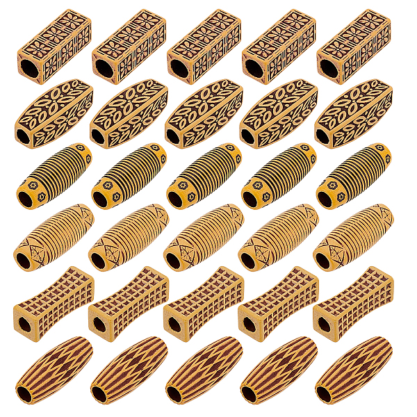 

PandaHall Plastic Dreadlocks Braiding Beads, for Hair Styling, Oval-square & Rectangle & Oval, BurlyWood, 30x10.5~11.5x10.5~11.5mm..., Orange