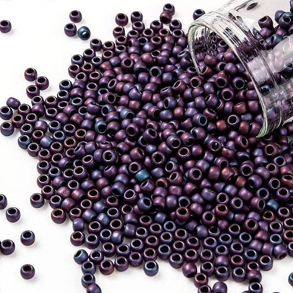 

PandaHall TOHO Round Seed Beads, Japanese Seed Beads, (704) Matte Color Andromeda, 8/0, 3mm, Hole: 1mm, about 1110pcs/50g Glass Purple