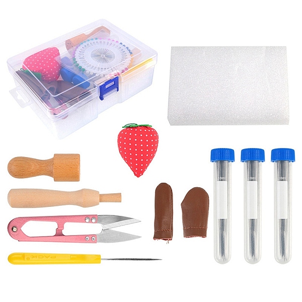 

PandaHall Needle Felting Kit, for Doll Making Tool Set, including Finger Protector, Felting Needle, Storage Box, Strawberry Pin Cushion..., Multicolor