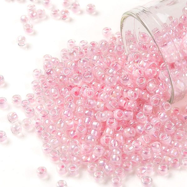 

PandaHall TOHO Round Seed Beads, Japanese Seed Beads, (780) Inside Color AB Crystal/Bubblegum Lined, 8/0, 3mm, Hole: 1mm, about 1110pcs/50g...