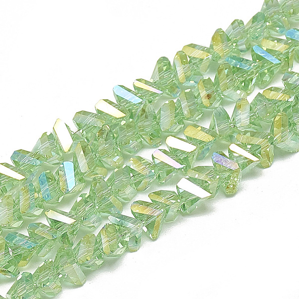 

PandaHall Electroplate Glass Beads Strands, Faceted Triangle, Light Green, 6x5x4mm, Hole: 1.2mm, about 100pcs/strand, 12.99 inch Glass...