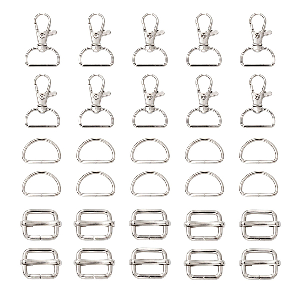 

PandaHall Bag Clasps Set, Including Zinc Alloy Swivel D Rings Lobster Claw Clasps & Brass Bags Buckle & Iron D Rings, for Purse Making...