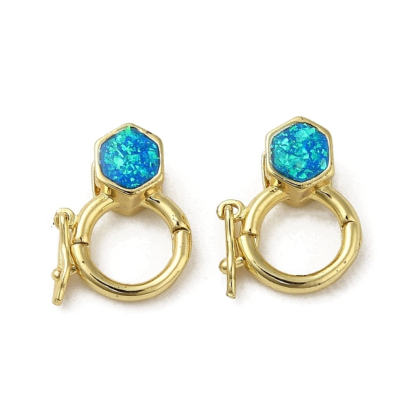 

PandaHall Rack Plating Brass Twister Clasps, with Synthetic Opal, Cadmium Free & Lead Free, Long-Lasting Plated, Real 18K Gold Plated...