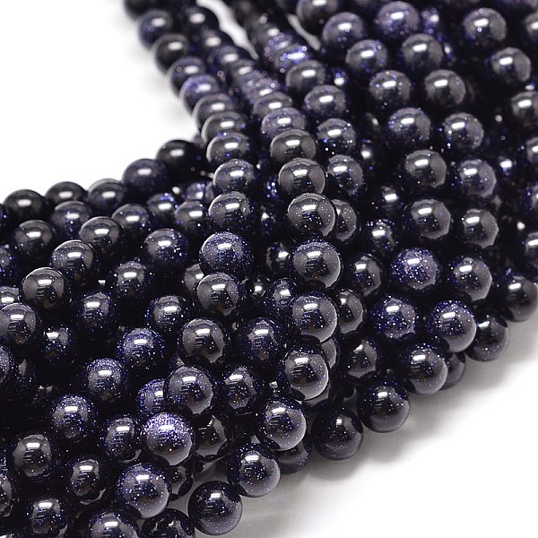 

PandaHall Synthetic Blue Goldstone Round Bead Strands, 8mm, Hole: 1mm, about 48pcs/strand, 15.7 inch Blue Goldstone Round