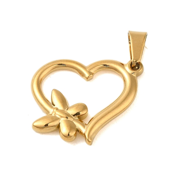 

PandaHall Ion Plating(IP) 304 Stainless Steel Pendants, Golden, Heart with Butterfly Charm, 21x23.5x3mm, Hole: 6x4mm 304 Stainless Steel...