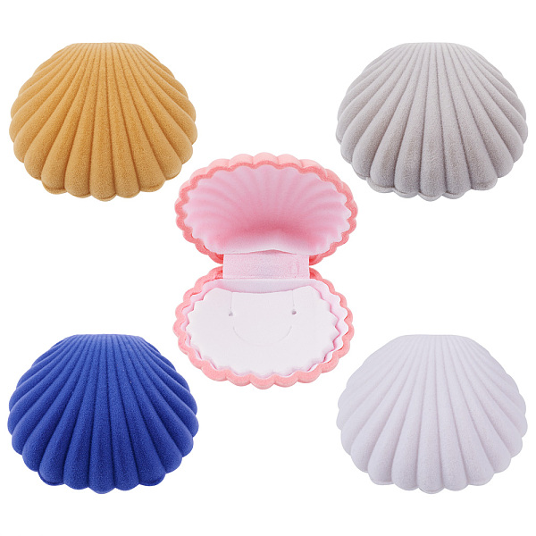 

PandaHall Velvet Necklace Boxes, Shell Shape, Jewelry Box for Girls, Gift Box, Mixed Color, 5.3x5.85x2.9cm Velvet Shell Shape Multicolor