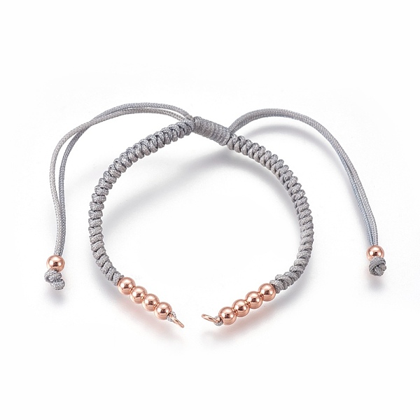 

PandaHall Nylon Cord Braided Bead Bracelets Making, with Brass Beads, Long-Lasting Plated, Real Rose Gold Plated, Light Grey, 10-1/4..., Gray