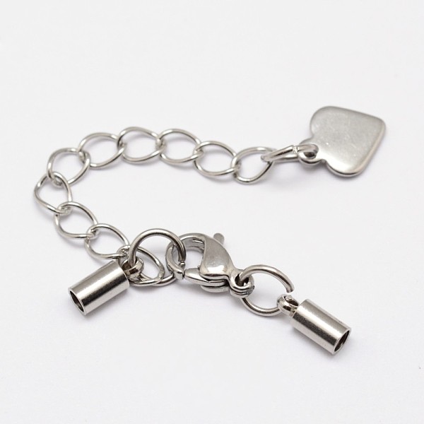 

PandaHall 304 Stainless Steel Chain Extender, with Cord Ends, Curb Chains and Lobster Claw Clasps, Stainless Steel Color, 29mm, Cord End...
