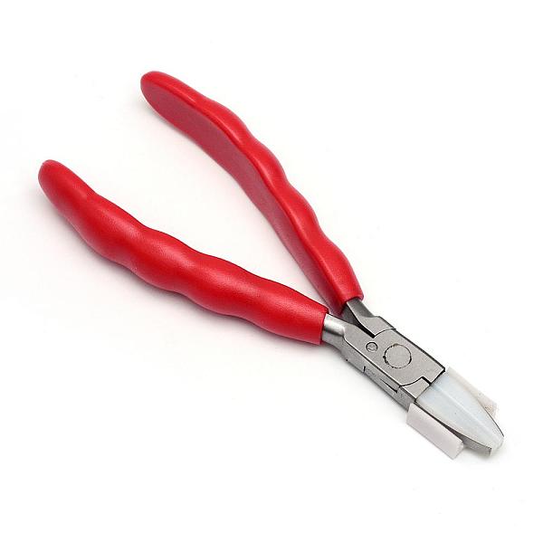 

PandaHall Steel Jewelry Pliers, Nylon Jaw Pliers, Flat Nose Pliers, Red, 160x60x17mm Steel Red