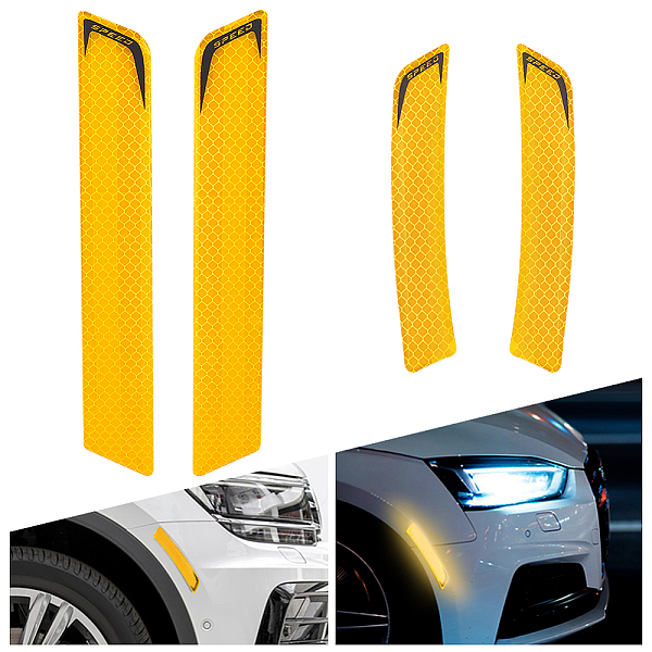 

PandaHall AHADERMAKER 4 Sets 2 Styles Waterproof Epoxy Resin Reflective film Car Stickers, Reflective Tape Decals for Auto & Motorcycle..., Orange