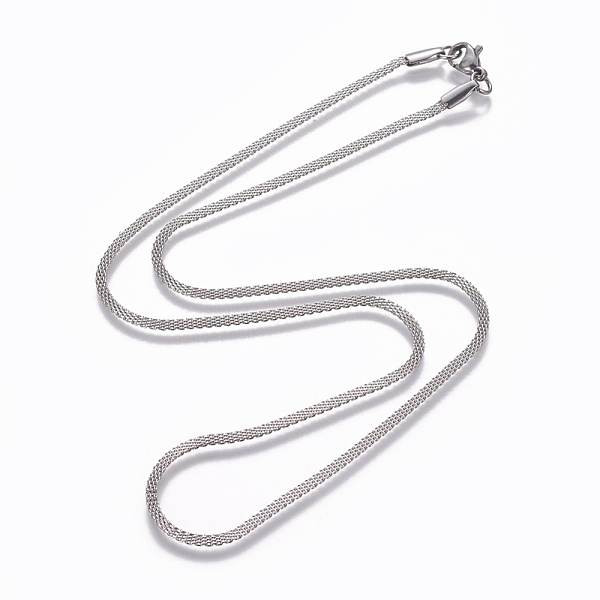 

PandaHall 304 Stainless Steel Mesh Chain Necklaces, with Lobster Claw Clasps, Stainless Steel Color, 18.11 inch(46cm) 304 Stainless Steel