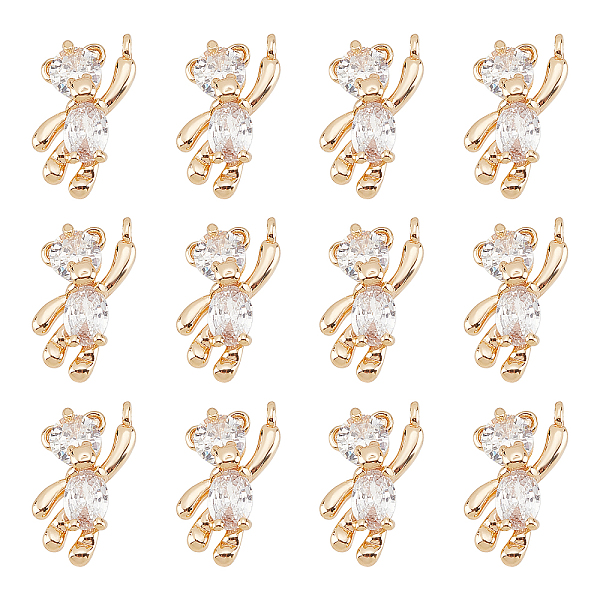

PandaHall CHGCRAFT 12Pcs Real 18K Gold Plated Bear Charm Brass Micro Pave Clear Cubic Zirconia Charms with Loop for DIY Necklace Bracelet...