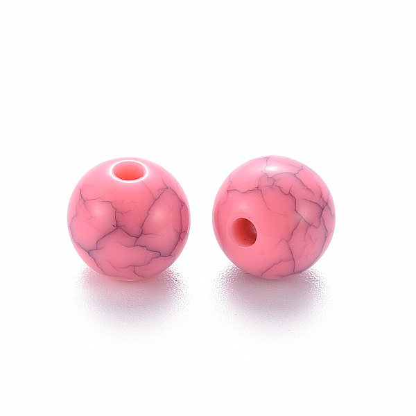 

PandaHall Opaque Crackle Acrylic Beads, Round, Mixed Color, 10x9mm, Hole: 2mm, about 940pcs/500g Acrylic Round Multicolor