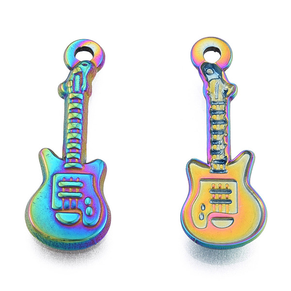 

PandaHall 201 Stainless Steel Pendants, Guitar, Rainbow Color, 25.5x9x2mm, Hole: 1.6mm 201 Stainless Steel Musical Instruments