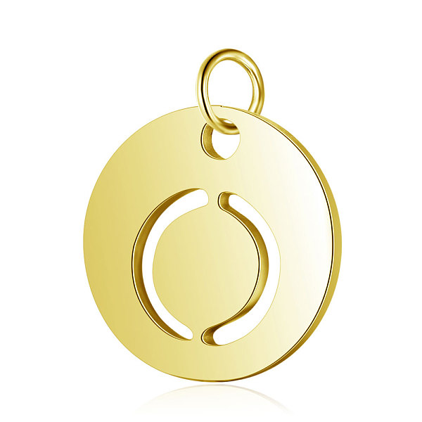 

PandaHall 304 Stainless Steel Charms, Flat Round with Letter, Golden, Letter.O, 12x1mm, Hole: 2.5mm 304 Stainless Steel Letter O