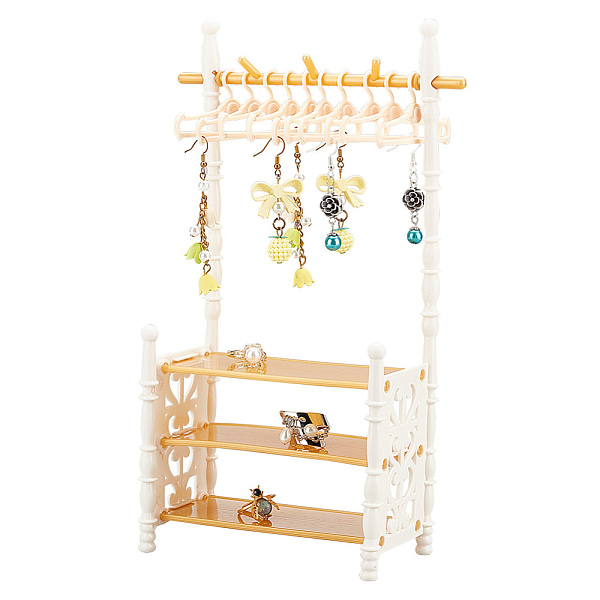 

PandaHall AHANDMAKER 1 Set Tiny Clothes Rack with Beige Mini Hangers, Small Plastic Jewerly Display Rack for Earrings and Rings, Garment..., Orange