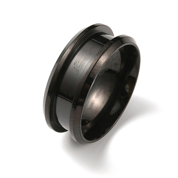 

PandaHall 304 Stainless Steel Grooved Finger Ring Settings, Ring Core Blank, for Inlay Ring Jewelry Making, Electrophoresis Black, US Size 6...