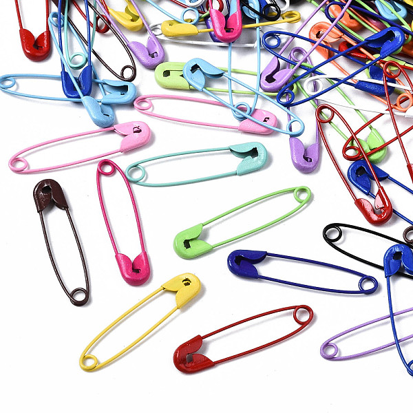 

PandaHall Spray Painted Iron Safety Pins, for Brooch Making, Kilt Needles, Mixed Color, 30~31x7x2.5mm Iron Multicolor