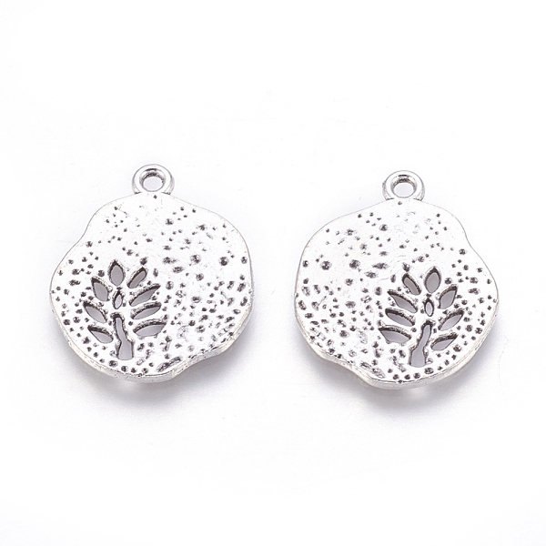 

PandaHall Tibetan Style Alloy Pendants, Cadmium Free & Lead Free, Flat Round with Leaf, Antique Silver, 22x18x1mm, Hole: 1mm Alloy Flat...
