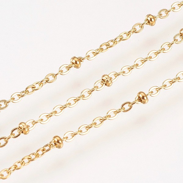 

PandaHall Ion Plating(IP) Handmade 304 Stainless Steel Cable Chains, Satellite Chains, Satellite Chains, with Round Beads, Soldered, with...