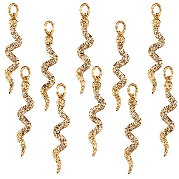 

PandaHall 10Pcs Brass Micro Pave Cubic Zirconia Pendants, Long-Lasting Plated, Snake, Lead Free & Nickel Free & Cadmium Free, Clear, Real...