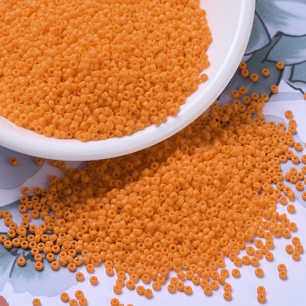 

PandaHall MIYUKI Round Rocailles Beads, Japanese Seed Beads, 11/0, (RR405) Opaque Tangerine, 2x1.3mm, Hole: 0.8mm, about 1111pcs/10g Glass..., Orange