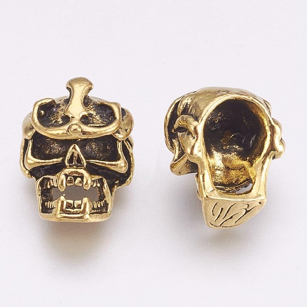 

PandaHall Tibetan Style Alloy Beads, Skull, Antique Golden, 16x13x10mm, Hole: 2.5mm Alloy Skull
