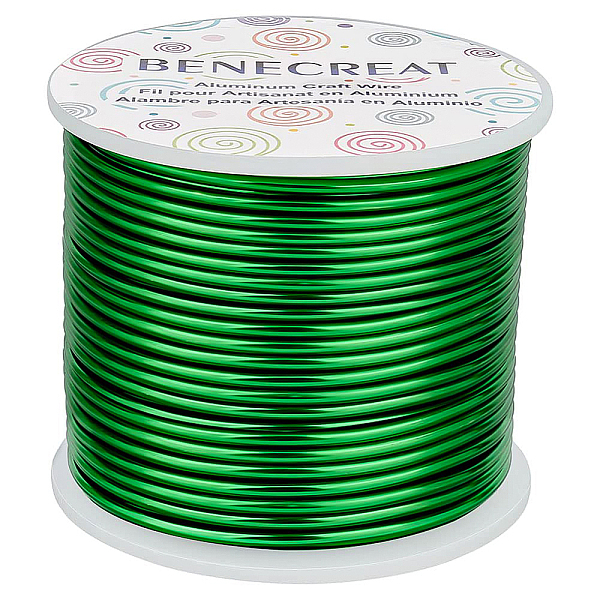

PandaHall BENECREAT 12 Gauge (2mm) Aluminum Wire 100FT (30m) Anodized Jewelry Craft Making Beading Floral Colored Aluminum Craft Wire -..., Green