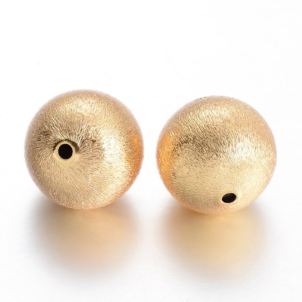 

PandaHall Round Brass Textured Beads, Golden, 20mm, Hole: 2mm Brass Round