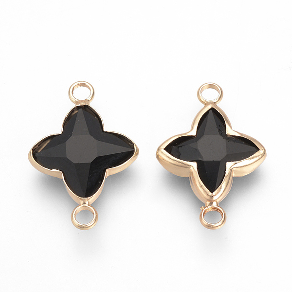 

PandaHall Glass Links connectors, with Brass Findings, Faceted, Cross, Nickel Free, Golden, Black, 21x14x3mm, Hole: 2mm Glass Cross Black