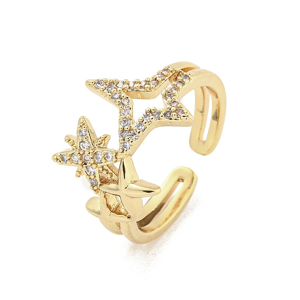 

PandaHall Brass Micro Pave Cubic Zirconia Cuff Rings, Star Open Rings for Women, Long-Lasting Plated, Golden, Adjustable Brass+Cubic..., Clear