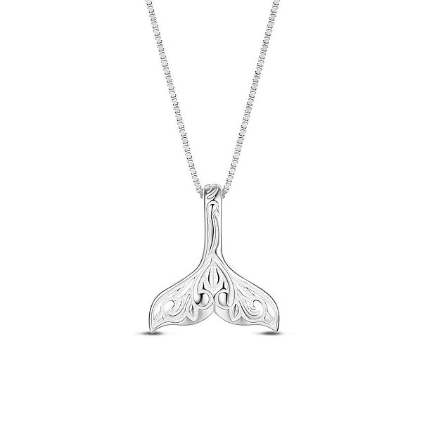 

PandaHall SHEGRACE Stylish Rhodium Plated 925 Sterling Silver Necklace, with Filigree Whale Tail Shape Pendant, Platinum, 15.7 inch Sterling...