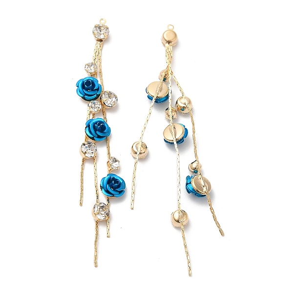 

PandaHall Real 18K Gold Plated Brass with Glass Rhinestone Tassel Big Pendants, Acrylic Flower Charms, Deep Sky Blue, 85mm, Hole: 1mm Brass