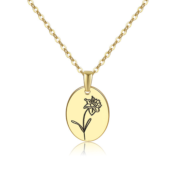 

PandaHall 304 Stainless Steel Birth Month Flower Pendant Necklace, Floral Dainty Jewelry for Women, Golden, March Daffodil, 17.72 inch(45cm)...