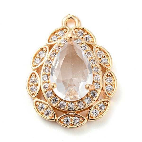 

PandaHall Golden Brass Micro Pave Cubic Zirconia Pendants, with Glass, Teardrop Charms, Clear, 23x17x7mm, Hole: 1.5mm Brass+Glass Teardrop...