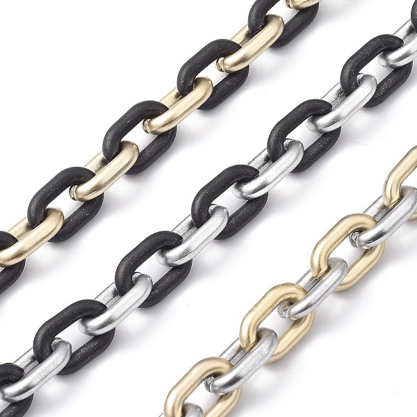 

PandaHall Handmade Spray Painted CCB Cable Chains, Unwelded, Oval, Mixed Color, Link: 14.5x9.5x3mm, 39.37 inch(1m)/strand, 3strands/set..., Multicolor