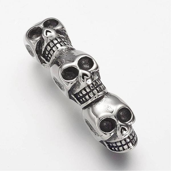 

PandaHall 304 Stainless Steel Slide Charms, Skull, Antique Silver, 48.5x11x20mm, Hole: 6mm 304 Stainless Steel Skull