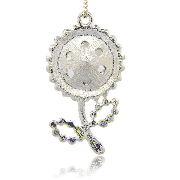 

PandaHall Flower Alloy Big Pendants, with Glass Cabochons and Crystal Rhinestone, Platinum Metal Color, Jonquil, 59x33x15mm, Hole: 3.5mm..., Yellow