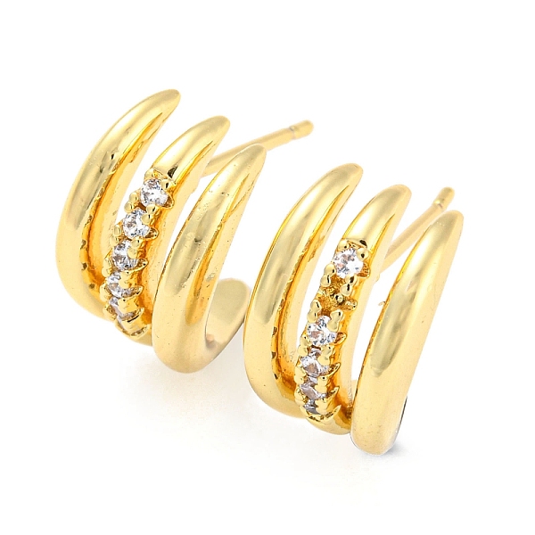 

PandaHall Multi-layer Moon Rack Plating Brass Micro Pave Cubic Zirconia Stud Earrings for Women, Lead Free & Cadmium Free, Long-Lasting..., Clear