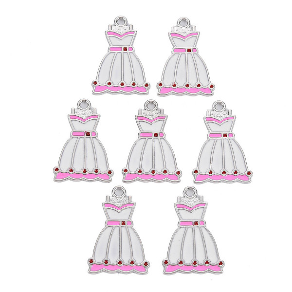 

PandaHall Alloy Enamel Pendants, Cadmium Free & Lead Free, Dress, Hot Pink, 27x18x1.5mm, Hole: 2mm Alloy Clothes