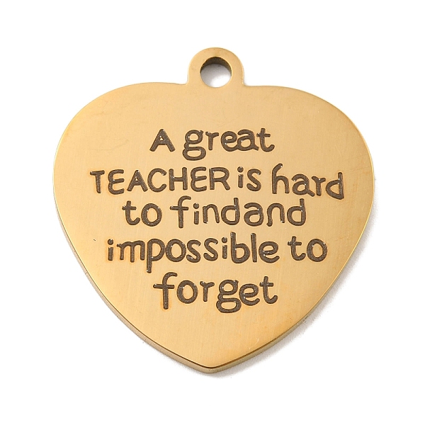 

PandaHall Teachers' Day Vacuum Plating 201 Stainless Steel Pendants, Message Charms, Heart with Word Charms, Real 18K Gold Plated...