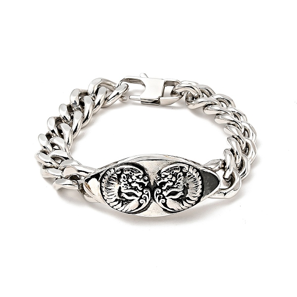 

PandaHall 304 Stainless Steel Rhombus Link Bracelet with Curb Chains for Men Women, Stainless Steel Color, 8-5/8 inch(21.8cm) 304 Stainless...
