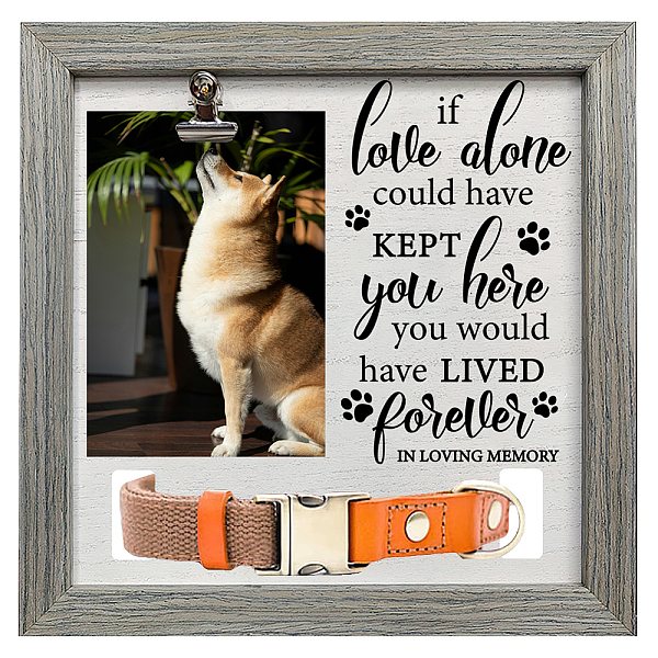 

PandaHall FINGERINSPIRE Pet Memorial Picture Frame 9x9inch If Love Alone Could Have Kept You Here Pet Picture Frames with Photo Clip &..., Black