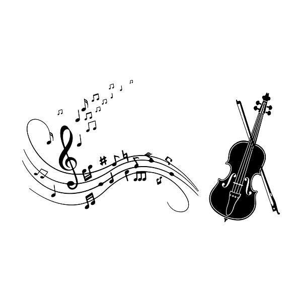 PandaHall SUPERDANT Black Cello Wall Sticker Music Notes Stave Removable Vinyl Wall Stickers for Classroom Kids Music Studio Dance Room...