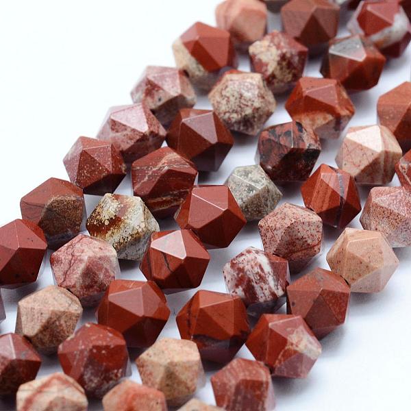 

PandaHall Natural Red Jasper Beads Strands, Star Cut Round Beads, Faceted, 8~8.5mm, Hole: 1mm, about 48~50pcs/strand, 14.9~15.1 inch...