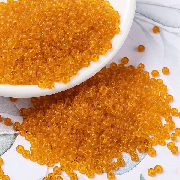 

PandaHall MIYUKI Round Rocailles Beads, Japanese Seed Beads, (RR137) Transparent Light Orange, 8/0, 3mm, Hole: 1mm, about 2111~2277pcs/50g...